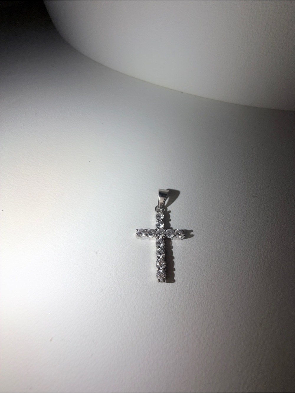 Solid Sterling SilverCross Pendant with Zirconia